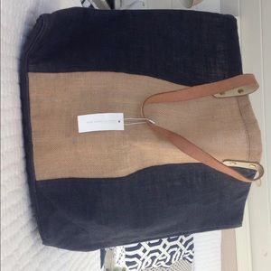 New York & Company burlap tote bag
